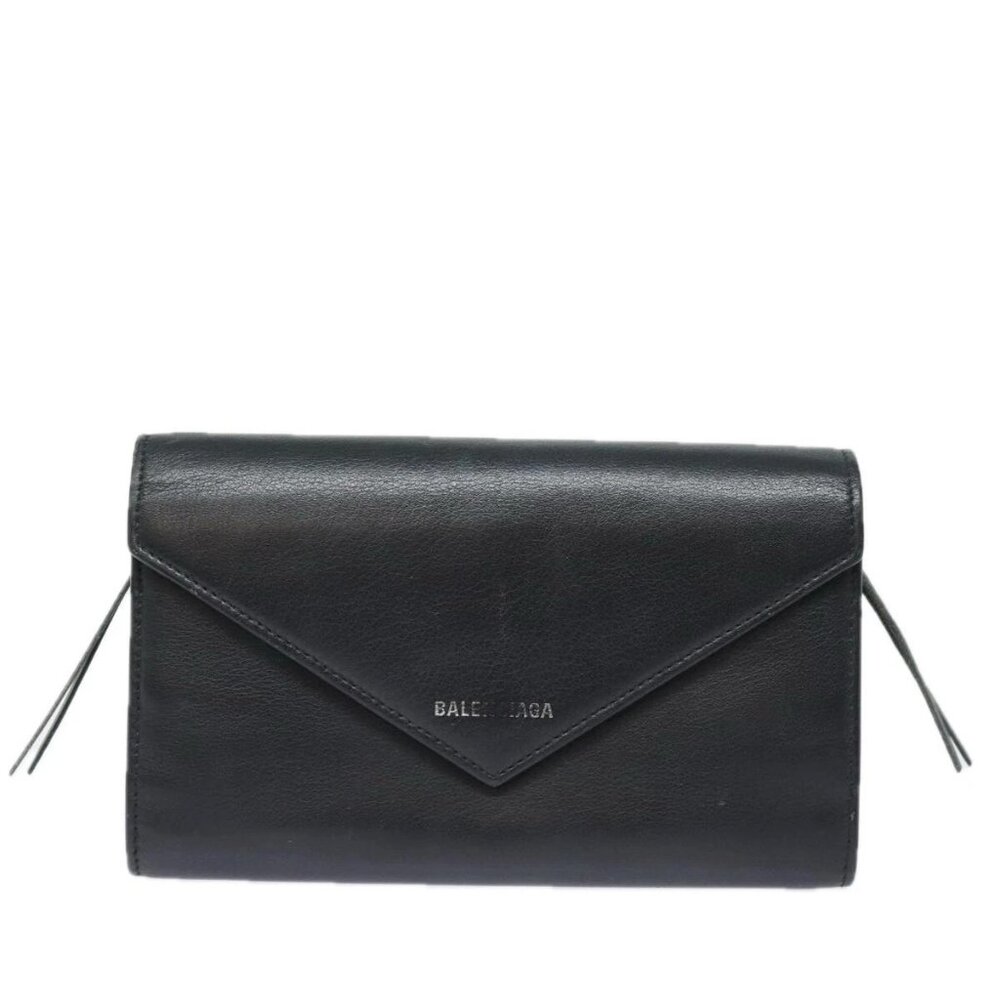 BALENCIAGA Paper Manny Long Wallet Leather Black Silver - Picture 11 of 15